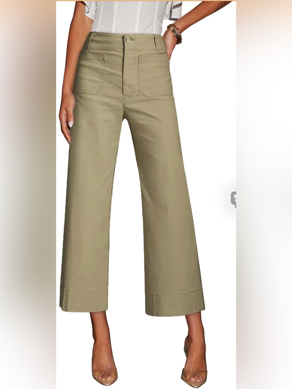 Miduo Women's High-Waisted Cropped Wide Leg Stretchy Pants Trousers, Size 27